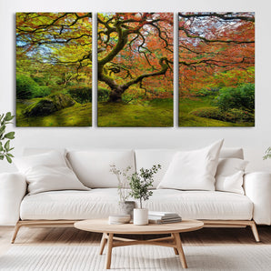 10316-MGV-CV-36X24-Japanese Maple Tree Wall Art – Colorful Autumn Foliage Canvas Print, Zen Nature Landscape Artwork for Living Room Bedroom, or