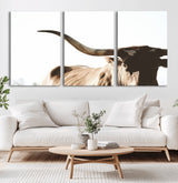 35866-MGV-CV-36X24-Texas Longhorn Wall Art – Rustic Western Bull Canvas Print, Farmhouse Animal Photography Decor for Living Room, Office, or Ranch