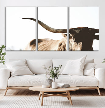 35866-MGV-CV-36X24-Texas Longhorn Wall Art – Rustic Western Bull Canvas Print, Farmhouse Animal Photography Decor for Living Room, Office, or Ranch