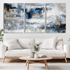 59716-MGV-CV-36X24-Abstract Blue and Gold Wall Art – Modern Textured Canvas Print, Contemporary Painting for Living Room, Bedroom, or Office Decor