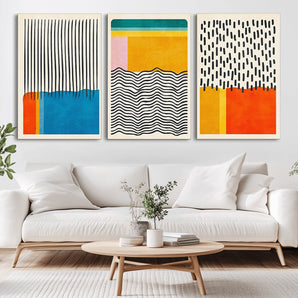 85253-MGV-CV-36X24-Abstract Geometric Wall Art – Modern Minimalist Shapes Canvas Print, Colorful Contemporary Decor for Living Room or Office