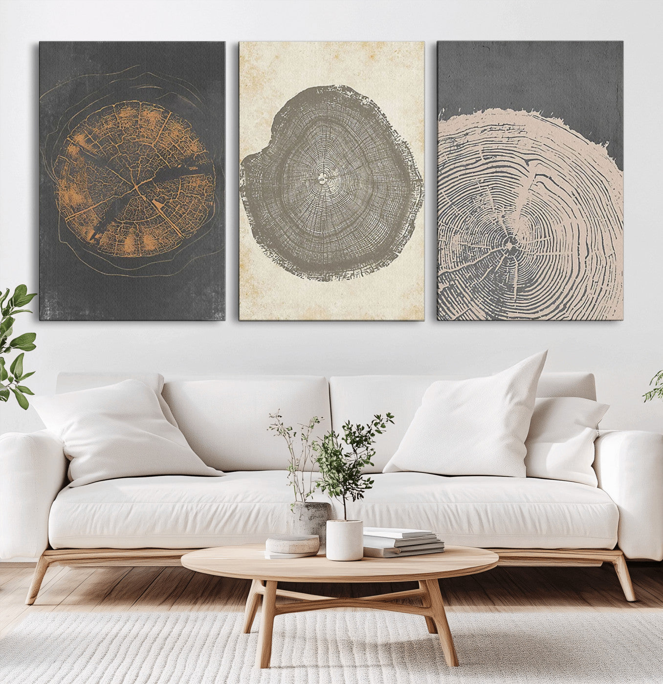 80725-MGV-CV-36X24-Wood Tree Rings Wall Art Canvas Print, Framed Tree Rings Art Picture Print, Abstract Tree Rings Perfect Modern Boho Decor Artwork
