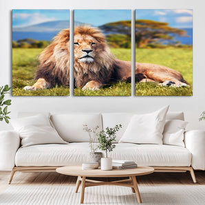 67826-MGV-CV-36X24-Majestic Lion Wall Art – King of the Jungle Canvas Print, Safari Wildlife Decor for Living Room, Office, or Man Cave