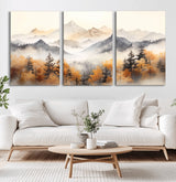 70049-MGV-CV-36X24-Autumn Mountain Forest Wall Art – Misty Landscape Canvas Print, Rustic Nature Inspired Decor for Living Room, Bedroom or Office
