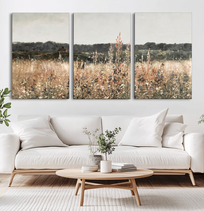 46308-MGV-CV-36X24-Wildflower Field Wall Art – Rustic Meadow Landscape Canvas Print, Country Nature Decor for Living Room, Bedroom or Farmhouse