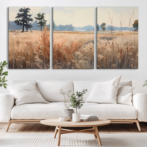 98822-MGV-CV-36X24-Autumn Meadow Wall Art – Tranquil Grassland Landscape Canvas Print, Rustic Country Decor for Living Room, Bedroom or Farmhouse