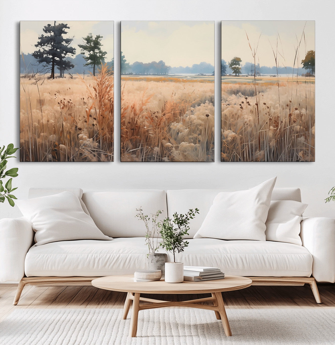 98822-MGV-CV-36X24-Autumn Meadow Wall Art – Tranquil Grassland Landscape Canvas Print, Rustic Country Decor for Living Room, Bedroom or Farmhouse