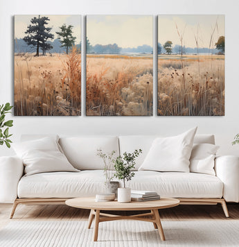 98822-MGV-CV-36X24-Autumn Meadow Wall Art – Tranquil Grassland Landscape Canvas Print, Rustic Country Decor for Living Room, Bedroom or Farmhouse