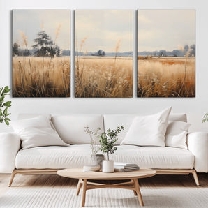 38193-MGV-CV-36X24-Golden Meadow Wall Art – Serene Grassland Landscape Canvas Print, Rustic Nature Decor for Bedroom, Living Room or Farmhouse