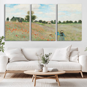 74890-MGV-CV-36X24-Monet Poppy Field Wall Art – Impressionist Landscape Canvas Print, Classic French Artwork for Living Room, Bedroom or Office Decor