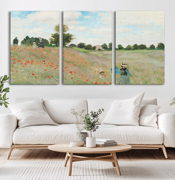 74890-MGV-CV-36X24-Monet Poppy Field Wall Art – Impressionist Landscape Canvas Print, Classic French Artwork for Living Room, Bedroom or Office Decor