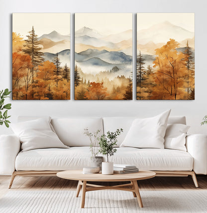 72950-MGV-CV-36X24-Autumn Mountain Forest Wall Art – Golden Fall Landscape Canvas Print, Nature-Inspired Home Decor for Living Room, Bedroom or