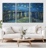 94605-MGV-CV-36X24-Starry Night Over the Rhone Wall Art – Vincent van Gogh Canvas Print, Famous Impressionist Painting for Living Room, Office