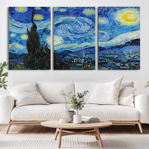 39177-MGV-CV-36X24-Starry Night Wall Art – Vincent van Gogh Famous Painting Canvas Print, Timeless Starry Sky Decor for Living Room, Bedroom or