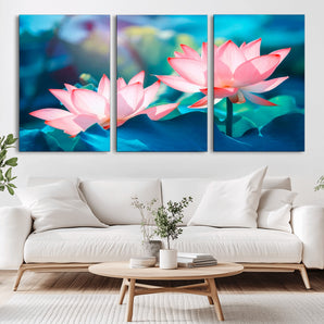 32559-MGV-CV-36X24-Lotus Flower Wall Art – Pink Water Lily Canvas Print, Tranquil Nature Decor for Living Room, Bedroom or Meditation Space