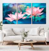 32559-MGV-CV-36X24-Lotus Flower Wall Art – Pink Water Lily Canvas Print, Tranquil Nature Decor for Living Room, Bedroom or Meditation Space