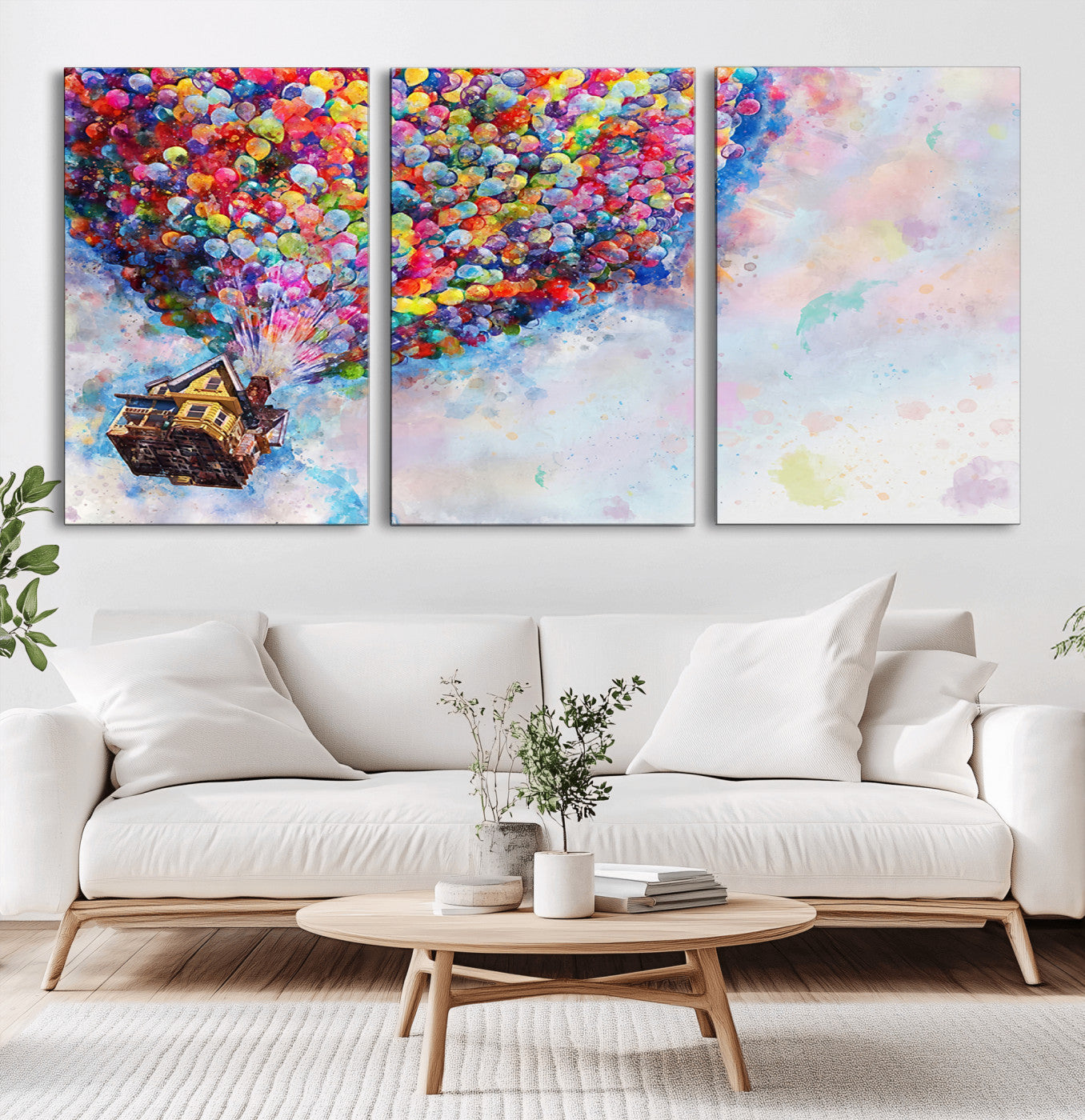 29167-MGV-CV-36X24-Colorful Balloon House Wall Art – Vibrant Fantasy Canvas Print, Whimsical Adventure Decor for Living Room, Bedroom or Kids Room