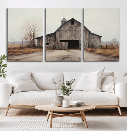 11602-MGV-CV-36X24-Old Barn Wall Art Canvas Print, Framed Rustic Barn Art Picture Print, Old Farmhouse Perfect Rustic Farmhouse Decor Artwork