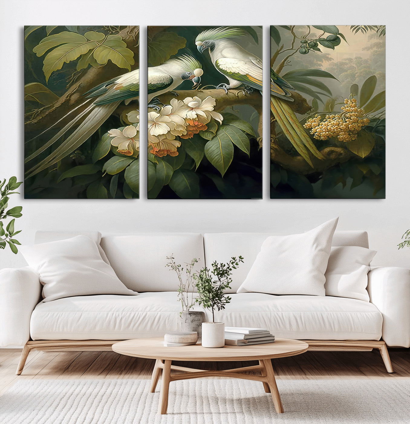 84047-MGV-CV-36X24-Tropical Birds Wall Art – Elegant Botanical Canvas Print, Exotic Nature Decor for Living Room, Bedroom or Office