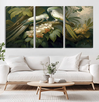 84047-MGV-CV-36X24-Tropical Birds Wall Art – Elegant Botanical Canvas Print, Exotic Nature Decor for Living Room, Bedroom or Office