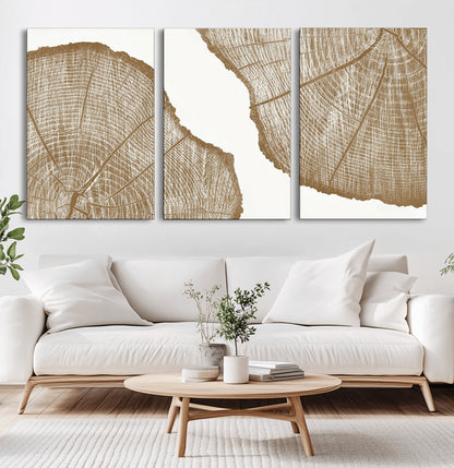 99692-MGV-CV-36X24-Tree Ring Linocut Wall Art Canvas Print, Framed Wood Cut Art Picture Print, Tree Rings Perfect Minimalist Rustic Decor Artwork