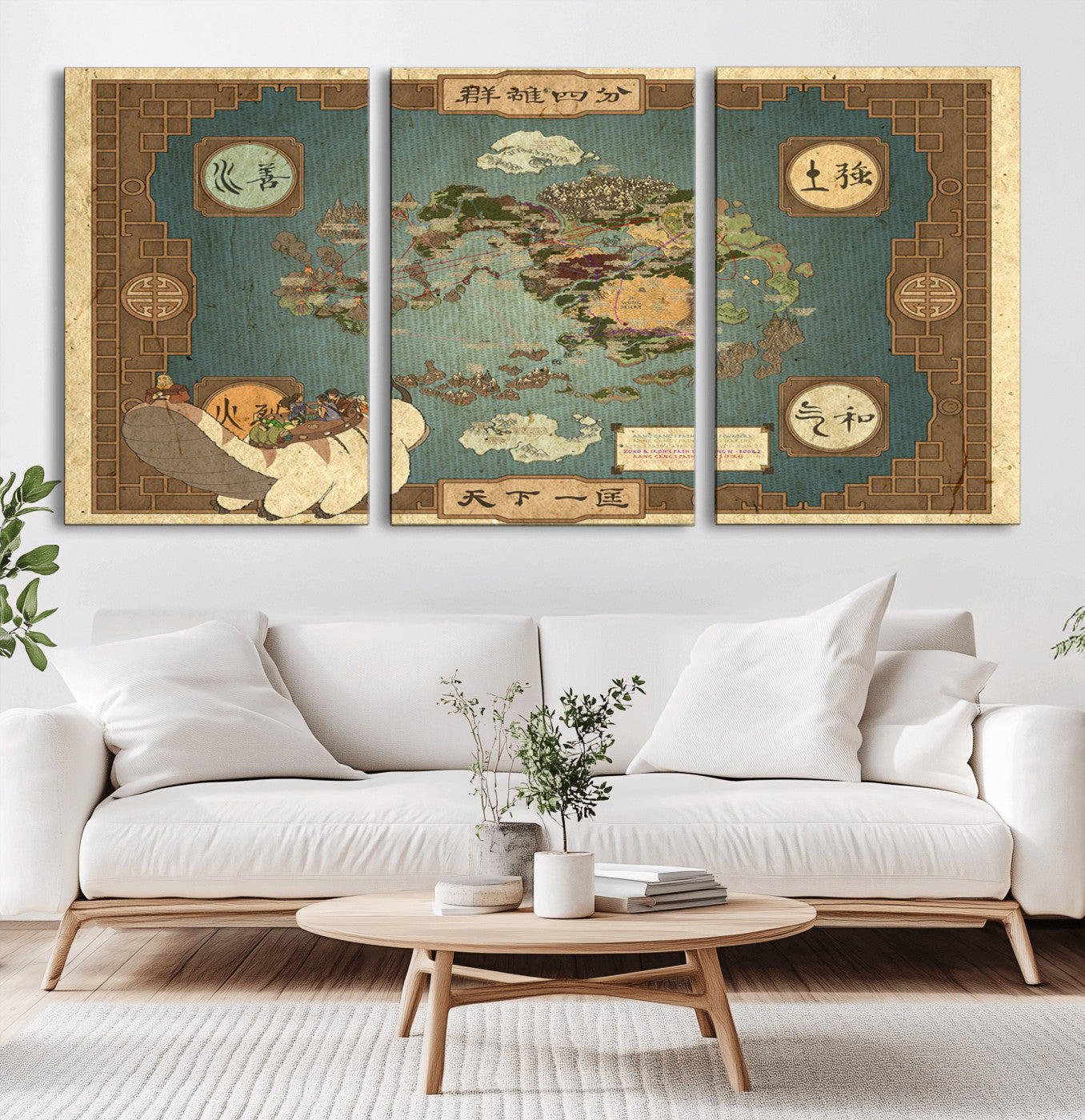 57832-MGV-CV-36X24-Fantasy World Map Wall Art – Vintage Style Illustrated Canvas Print Decorative Adventure Map Design, Rustic Antique Decor for