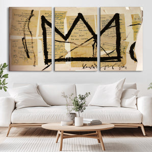 37215-MGV-CV-36X24-Abstract Crown Wall Art – Urban Graffiti Style Canvas Print Modern Street Art Design, Bold Contemporary Decor for Living Room,