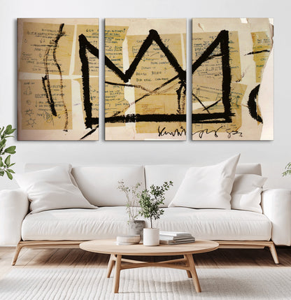 37215-MGV-CV-36X24-Abstract Crown Wall Art – Urban Graffiti Style Canvas Print Modern Street Art Design, Bold Contemporary Decor for Living Room,
