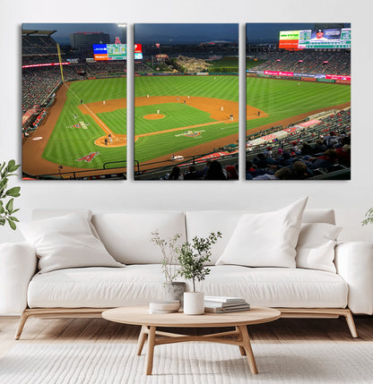 93707-MGV-CV-60X30-3P-Los Angeles Stadium Wall Art Canvas Print, Framed Angel Stadium Field Art Picture Print, Anaheim Stadium Perfect Sports Room Decor