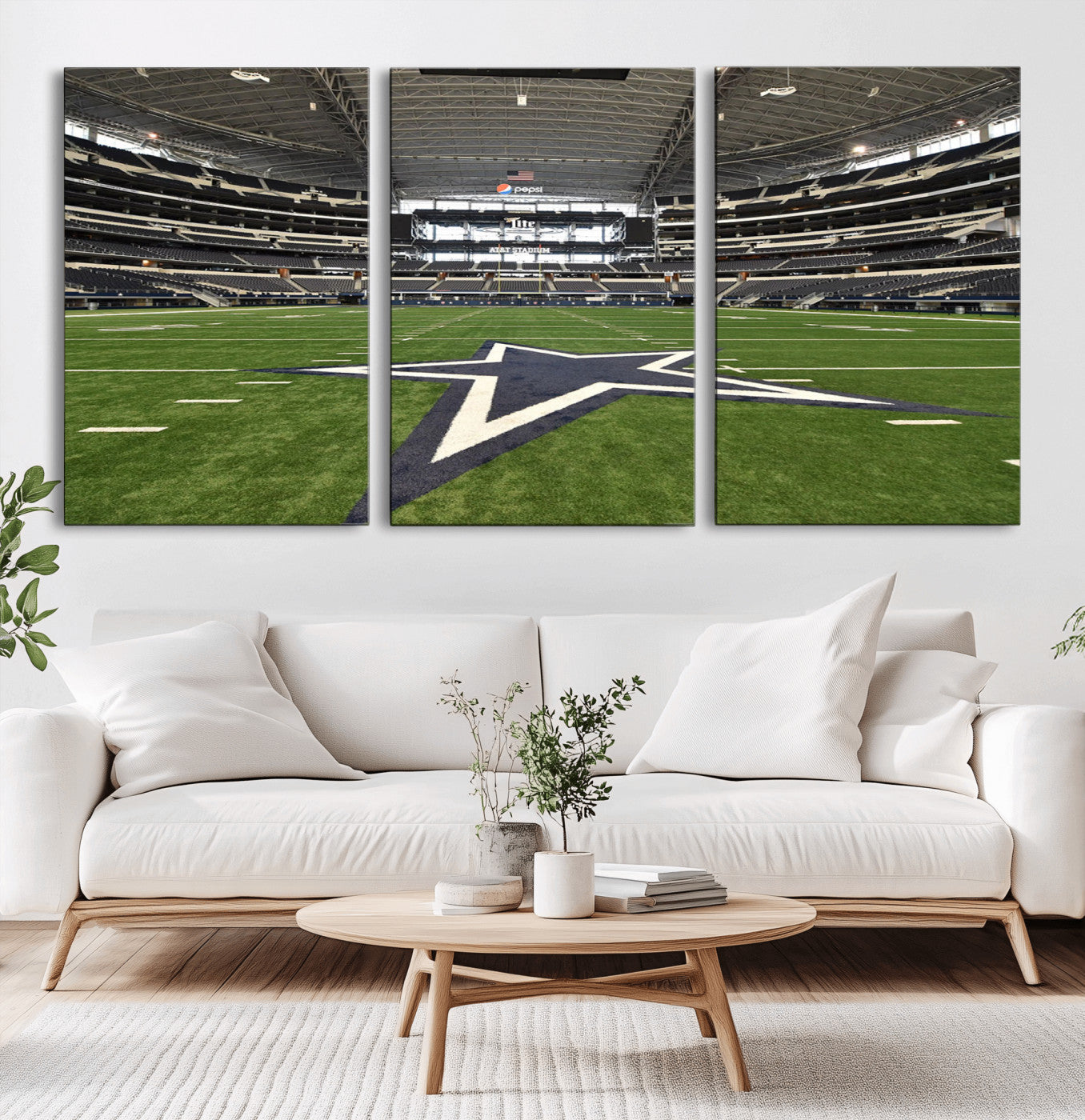 14834-MGV-CV-60X30-3P-Dallas Att Stadium Wall Art Canvas Print, Framed Texas NFL Stadium Art Picture Print, American Football Stadium Perfect Sports