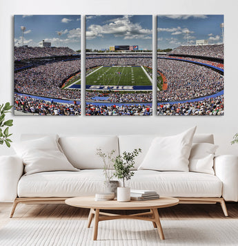 76491-MGV-CV-60X30-3P-Buffalo Bills Stadium Wall Art Canvas Print, Framed Bills Stadium Art Picture Print, Highmark Stadium Perfect Sport Room Decor