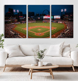 38612-MGV-CV-60X30-3P-Busch Stadium Wall Art Canvas Print, Framed Missouri Stadium Art Picture Print, Busch Stadium Field Perfect Sports Room Decor
