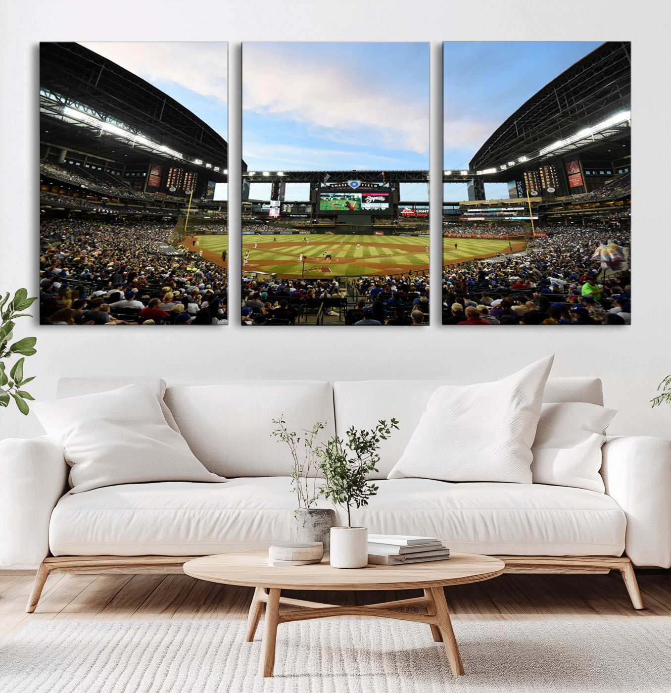 92672-MGV-CV-60X30-3P-Chase Field Stadium Wall Art Canvas Print, Framed Arizona Stadium Art Picture Print, Chase Stadium Perfect Sports Room Decor