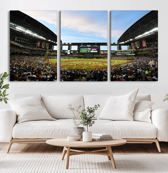 92672-MGV-CV-60X30-3P-Chase Field Stadium Wall Art Canvas Print, Framed Arizona Stadium Art Picture Print, Chase Stadium Perfect Sports Room Decor