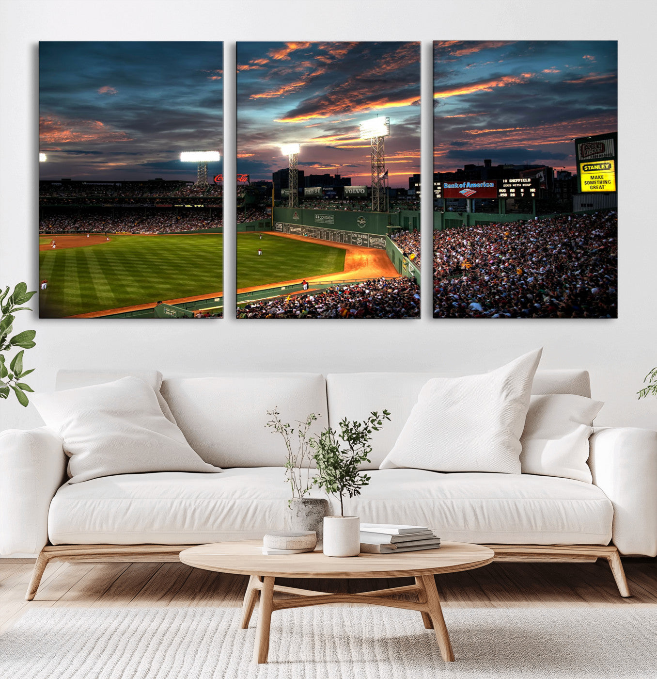 66781-MGV-CV-36X24-Baseball Stadium Wall Art – Canvas Print Evening Game Field Packed Crowd Sunset Sky Sports Photography, Dynamic Decor for Game