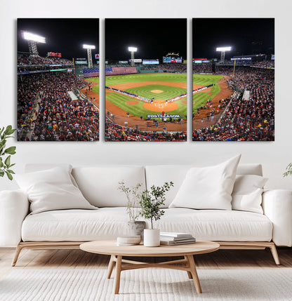 47365-MGV-CV-36X24-Fenway Park Stadium Wall Art Canvas Print, Framed Boston Baseball Stadium Art Picture Print, MLB Stadium Field Perfect Sport Room