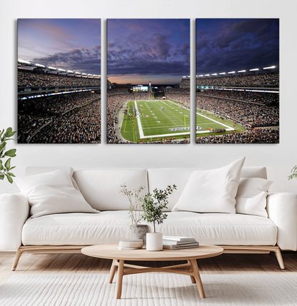 52712-MGV-CV-36X24-Gillette Stadium Field Wall Art Canvas Print, Framed Massachusetts Stadium Art Picture Print, Gillette Stadium Perfect Sport Room