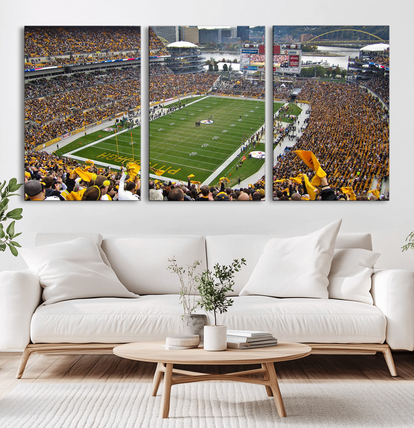 51419-MGV-CV-36X24-Heinz Field Wall Art Canvas Print, Framed Pittsburgh Stadium Field Art Picture Print, Heinz Stadium Field Perfect Sports Room