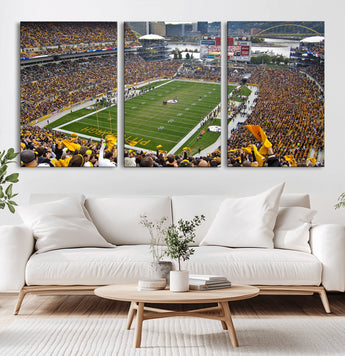 51419-MGV-CV-36X24-Heinz Field Wall Art Canvas Print, Framed Pittsburgh Stadium Field Art Picture Print, Heinz Stadium Field Perfect Sports Room