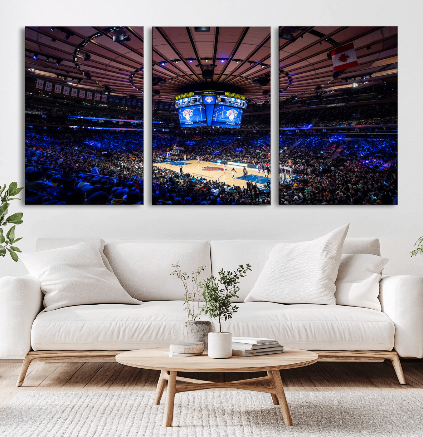 20491-MGV-CV-60X30-3P-Madison Square Garden Wall Art Canvas Print, Framed New York Stadium Art Picture Print, MSG Stadium Perfect Sport Room Decor