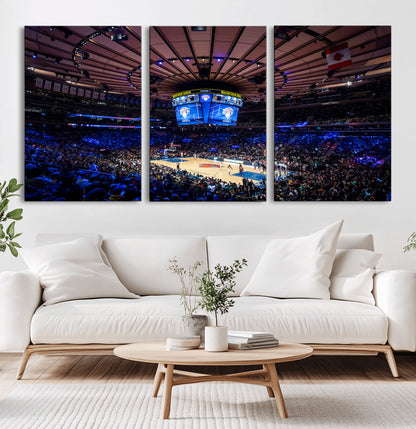 20491-MGV-CV-60X30-3P-Madison Square Garden Wall Art Canvas Print, Framed New York Stadium Art Picture Print, MSG Stadium Perfect Sport Room Decor