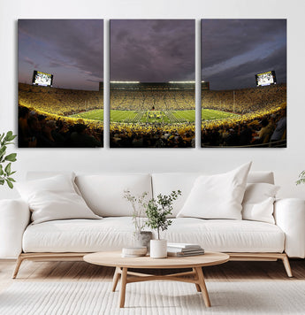72404-MGV-CV-60X30-3P-Michigan Wolverine Stadium Wall Art Canvas Print, Framed Michigan Stadium Art Picture Print, Football Stadium Perfect Sport Room
