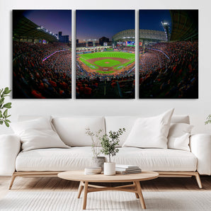 44322-MGV-CV-36X24-Minute Maid Park Wall Art Canvas Print, Framed Houston Astros Stadium Art Picture Print, Houston Astros Field Perfect Sports Room