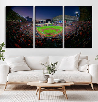 44322-MGV-CV-36X24-Minute Maid Park Wall Art Canvas Print, Framed Houston Astros Stadium Art Picture Print, Houston Astros Field Perfect Sports Room