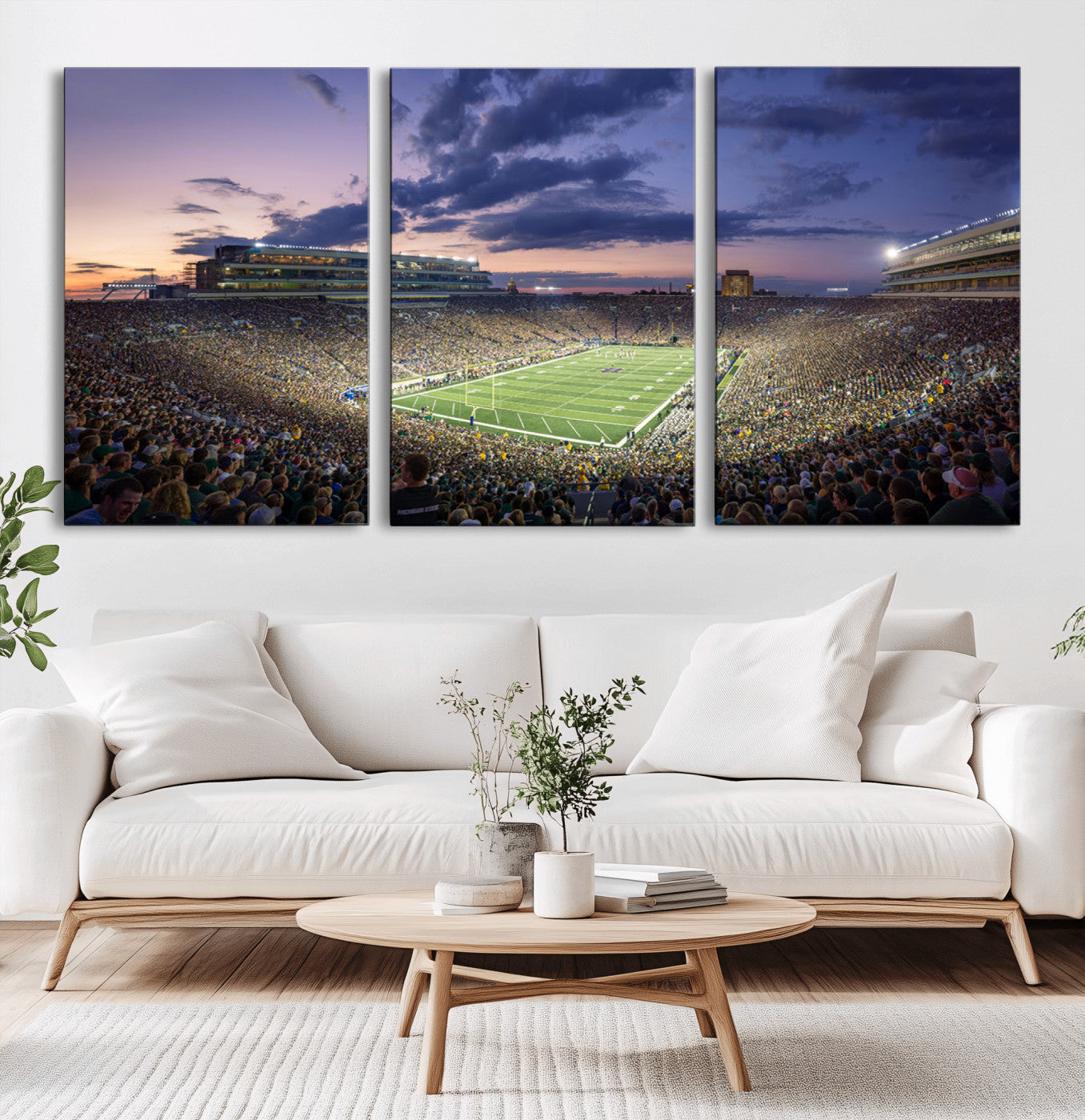 50825-MGV-CV-36X24-Notre Dame Stadium Wall Art Canvas Print, Framed Indiana Stadium Art Picture Print, Football Stadium Perfect Sports Room Decor