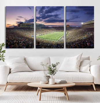 50825-MGV-CV-36X24-Notre Dame Stadium Wall Art Canvas Print, Framed Indiana Stadium Art Picture Print, Football Stadium Perfect Sports Room Decor