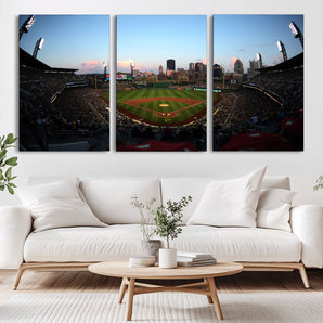 67670-MGV-CV-36X24-PNC Park Stadium Wall Art Canvas Print, Framed Pittsburgh Pirates Stadium Art Picture Print, PNC Park Field Perfect Sport Room
