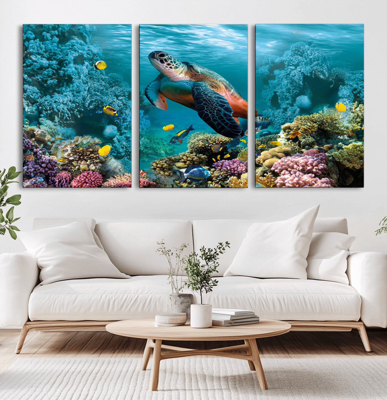 38661-MGV-CV-36X24-Sea Turtle Wall Art Canvas Print, Framed Ocean Wildlife Art Picture Print, Turtle Perfect Coastal Nature Decor Artwork