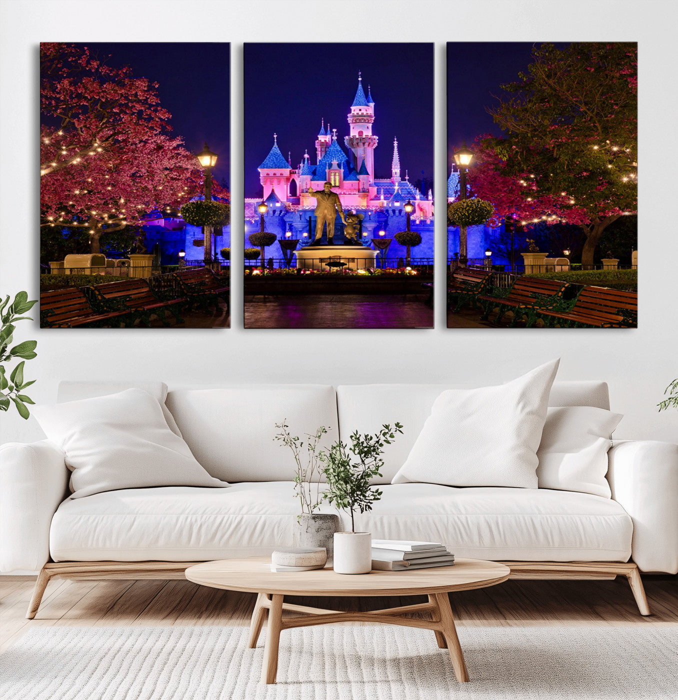 79435-MGV-CV-36X24-Disney Castle Wall Art Canvas Print, Framed Magic Kingdom Art Picture Print, Disney World Perfect Child Room Decor Artwork