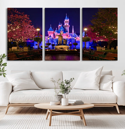 79435-MGV-CV-36X24-Disney Castle Wall Art Canvas Print, Framed Magic Kingdom Art Picture Print, Disney World Perfect Child Room Decor Artwork